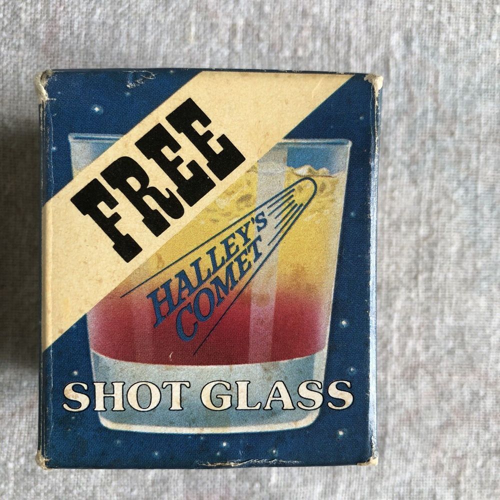 Vintage Atomic Halley's Comet Yukon Jack Shot Glass In Original Box